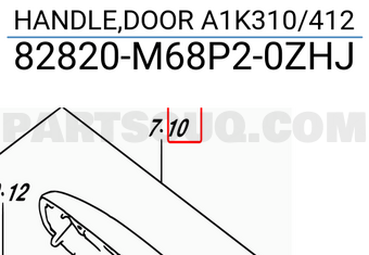 Suzuki 82820M68P20ZHJ HANDLE,DOOR A1K310/412