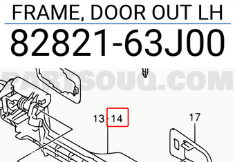 Suzuki 8282163J00 FRAME, DOOR OUT LH