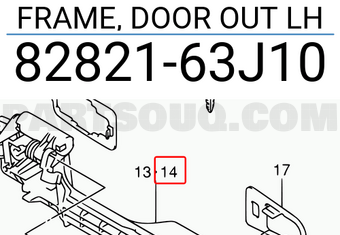 Suzuki 8282163J10 FRAME, DOOR OUT LH