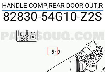 Suzuki 8283054G10Z2S HANDLE COMP,REAR DOOR OUT,R
