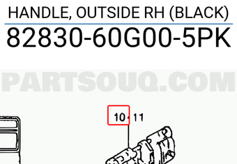 Suzuki 8283060G005PK HANDLE, OUTSIDE RH (BLACK)