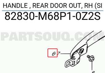 Suzuki 82830M68P10Z2S HANDLE , REAR DOOR OUT, RH (SI