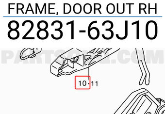 Suzuki 8283163J10 FRAME, DOOR OUT RH