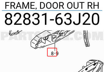 Suzuki 8283163J20 FRAME, DOOR OUT RH