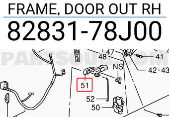 Suzuki 8283178J00 FRAME, DOOR OUT RH