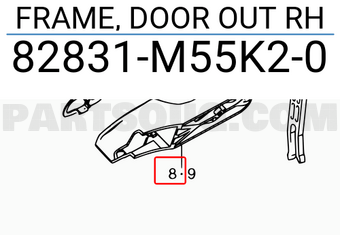 Suzuki 82831M55K20 FRAME, DOOR OUT RH