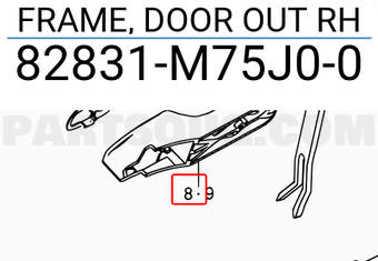 Suzuki 82831M75J00 FRAME, DOOR OUT RH
