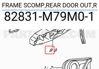 Suzuki 82831M79M01 FRAME SCOMP,REAR DOOR OUT,R
