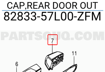 Suzuki 8283357L00ZFM CAP,REAR DOOR OUT