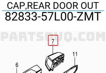 Suzuki 8283357L00ZMT CAP,REAR DOOR OUT