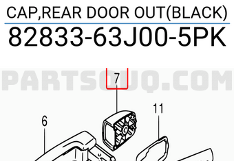 Suzuki 8283363J005PK CAP,REAR DOOR OUT(BLACK)