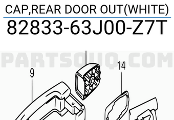 Suzuki 8283363J00Z7T CAP,REAR DOOR OUT(WHITE)