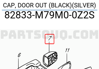 Suzuki 82833M79M00Z2S CAP, DOOR OUT (BLACK)(SILVER)