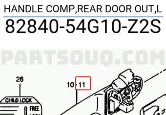 Suzuki 8284054G10Z2S HANDLE COMP,REAR DOOR OUT,L