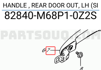 Suzuki 82840M68P10Z2S HANDLE , REAR DOOR OUT, LH (SI