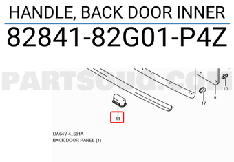 Suzuki 8284182G01P4Z HANDLE, BACK DOOR INNER