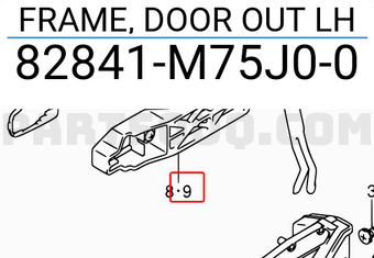 Suzuki 82841M75J00 FRAME, DOOR OUT LH
