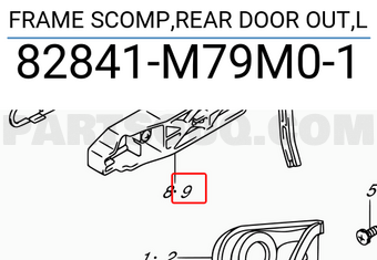 Suzuki 82841M79M01 FRAME SCOMP,REAR DOOR OUT,L
