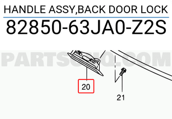 Suzuki 8285063JA0Z2S HANDLE ASSY,BACK DOOR LOCK