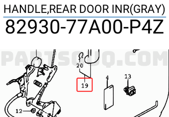 Suzuki 8293077A00P4Z HANDLE,REAR DOOR INR(GRAY)