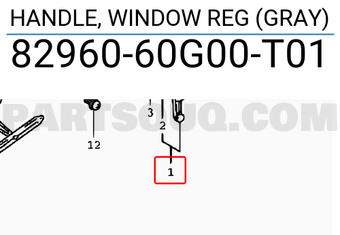 Suzuki 8296060G00T01 HANDLE, WINDOW REG (GRAY)