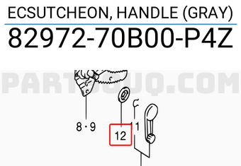 Suzuki 8297270B00P4Z ECSUTCHEON, HANDLE (GRAY)