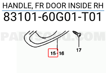 Suzuki 8310160G01T01 HANDLE, FR DOOR INSIDE RH