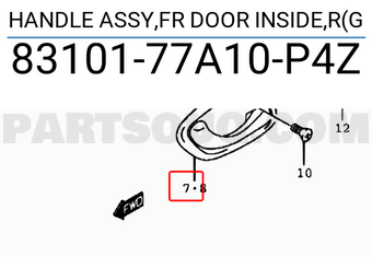 Suzuki 8310177A10P4Z HANDLE ASSY,FR DOOR INSIDE,R(G