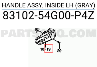 Suzuki 8310254G00P4Z HANDLE ASSY, INSIDE LH (GRAY)