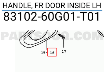Suzuki 8310260G01T01 HANDLE, FR DOOR INSIDE LH