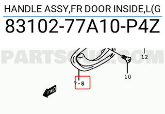Suzuki 8310277A10P4Z HANDLE ASSY,FR DOOR INSIDE,L(G