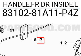 Suzuki 8310281A11P4Z HANDLE,FR DR INSIDE,L