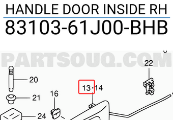 Suzuki 8310361J00BHB HANDLE DOOR INSIDE RH