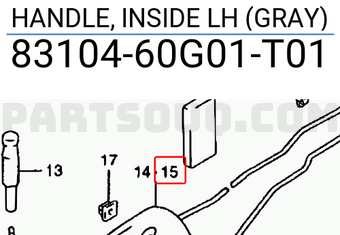 Suzuki 8310460G01T01 HANDLE, INSIDE LH (GRAY)