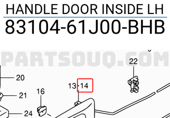 Suzuki 8310461J00BHB HANDLE DOOR INSIDE LH