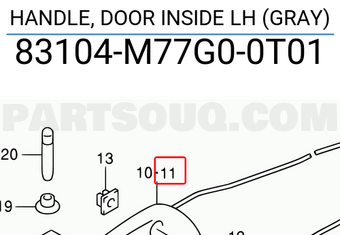 Suzuki 83104M77G00T01 HANDLE, DOOR INSIDE LH (GRAY)