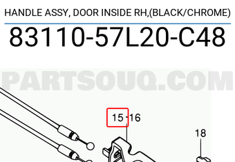 Suzuki 8311057L20C48 HANDLE ASSY, DOOR INSIDE RH,(BLACK/CHROME)