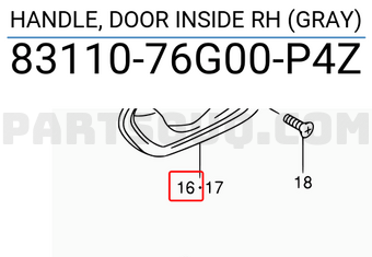 Suzuki 8311076G00P4Z HANDLE, DOOR INSIDE RH (GRAY)