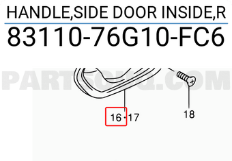 Suzuki 8311076G10FC6 HANDLE,SIDE DOOR INSIDE,R