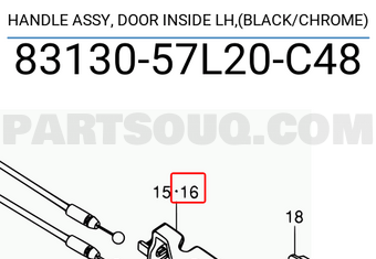 Suzuki 8313057L20C48 HANDLE ASSY, DOOR INSIDE LH,(BLACK/CHROME)