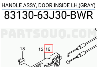 Suzuki 8313063J30BWR HANDLE ASSY, DOOR INSIDE LH,(GRAY)