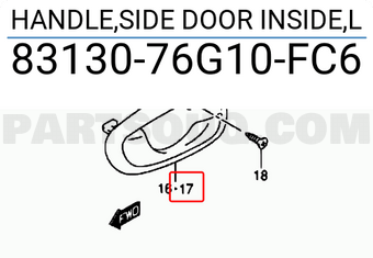 Suzuki 8313076G10FC6 HANDLE,SIDE DOOR INSIDE,L