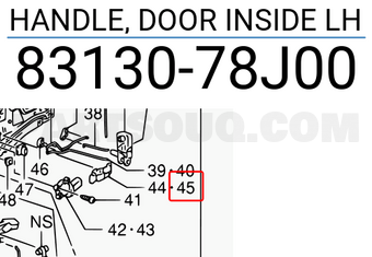 Suzuki 8313078J00 HANDLE, DOOR INSIDE LH