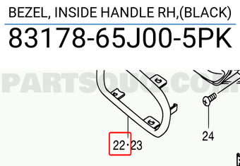 Suzuki 8317865J005PK BEZEL, INSIDE HANDLE RH,(BLACK)