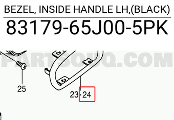 Suzuki 8317965J005PK BEZEL, INSIDE HANDLE LH,(BLACK)