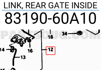 Suzuki 8319060A10 LINK, REAR GATE INSIDE