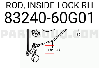 Suzuki 8324060G01 ROD, INSIDE LOCK RH