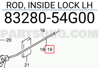 Suzuki 8328054G00 ROD, INSIDE LOCK LH