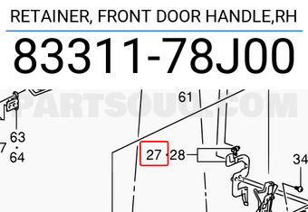 Suzuki 8331178J00 RETAINER, FRONT DOOR HANDLE,RH