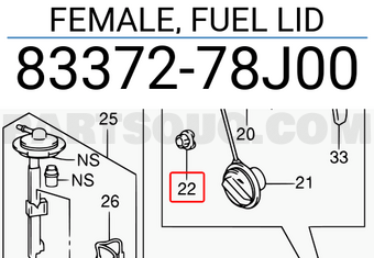 Suzuki 8337278J00 FEMALE, FUEL LID